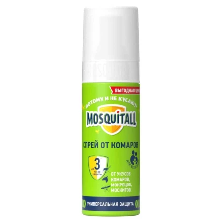 Репеллент от комаров, спрей, Mosquitall, Универсальная защита, 100 мл, 46 06982 00321 1