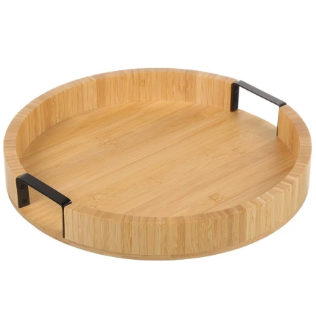 Поднос бамбук, 38.7х5.3 см, круглый, с ручками, ST01438B1