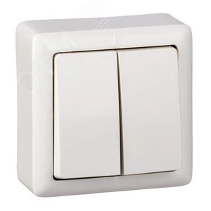 Выключатель двухклавишный наружный 250В 6А белый VA56-232-B Systeme Electric