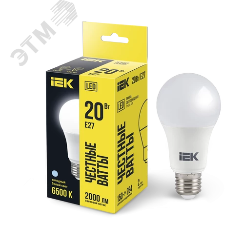 Лампа светодиодная A70 груша 20Вт 230В 6500К E27 IEK LLE-A60-20-230-65-E27 IEK