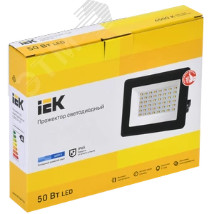 Прожектор СДО 06-50 светодиодный черный IP65 6500K IEK LPDO601-50-65-K02 IEK