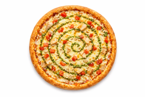 Копченый цыпленок с песто пицца