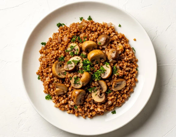 Гречка жареная с шампиньонами