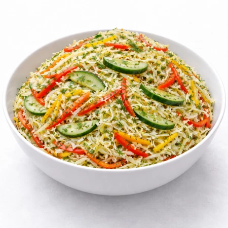 Салат капусты с огурцами и перцем