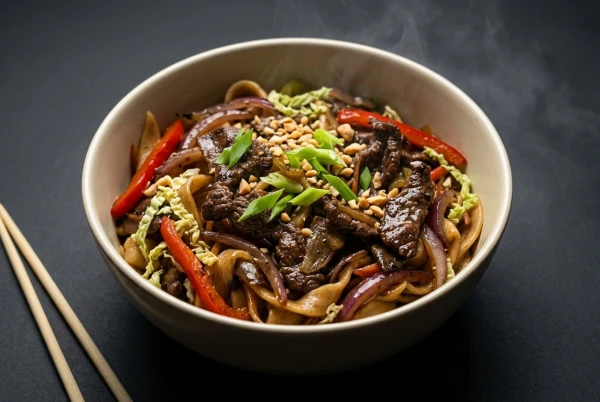 Wok с говядиной в перечном соусе