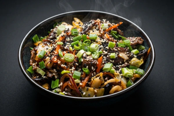 Wok с говядиной в соево-чесночном соусе