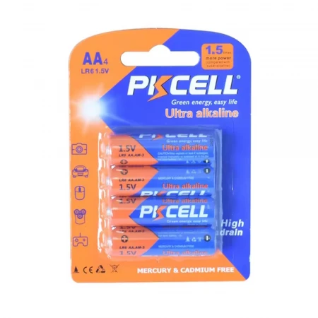 03501-7986 Батарейки алкалиновые (щелочные) ультра PKCell AA 1.5V LR6, 4 шт/блистер
