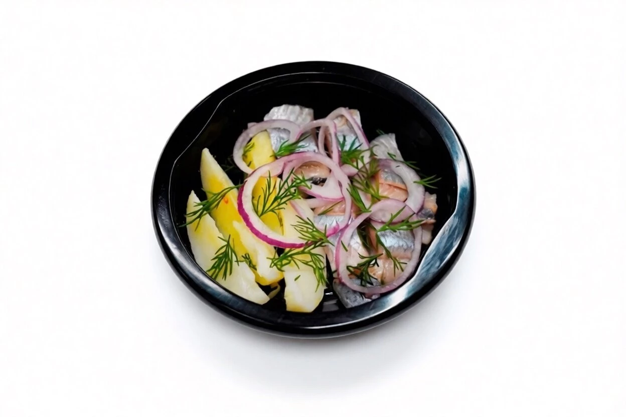 Селедка с отварным картофелем