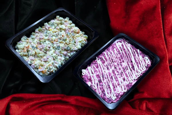 Хит-салат оливье+селедка под шубой