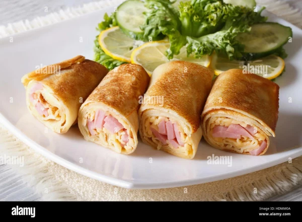 блинчики с ветчиной и сыром