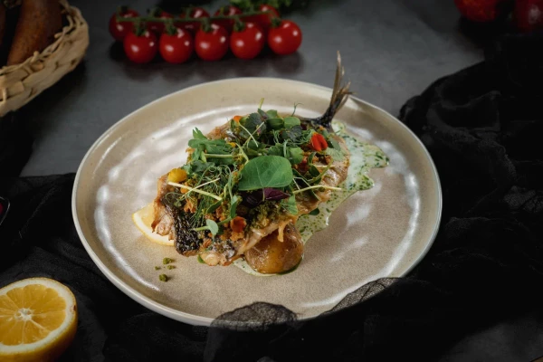 Скумбрия гриль с картофелем бейби и травами