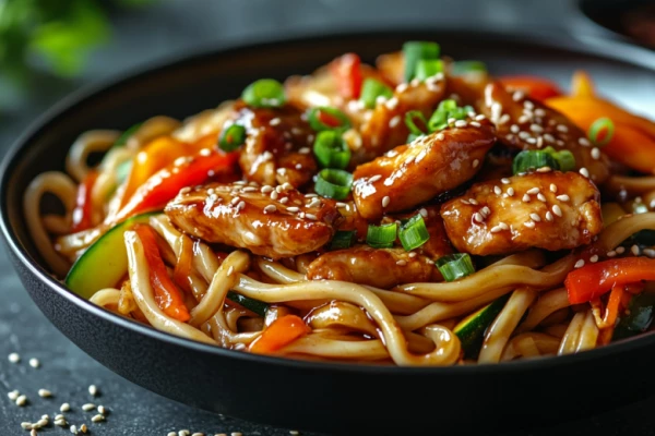 1201  Удон с курицей в соусе сладкий Чили