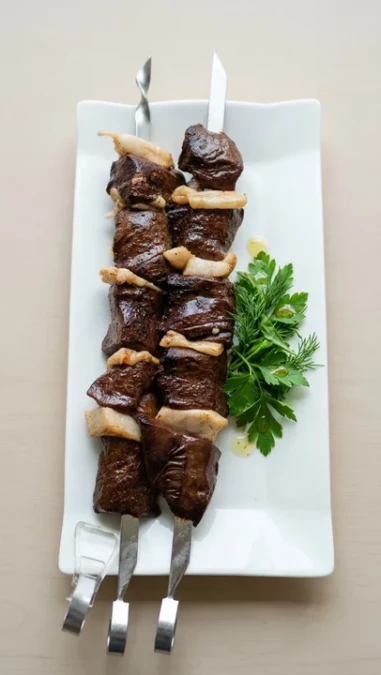 Печень  с прослойкой бараньего курдюка