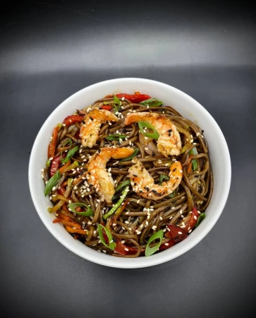 Соба с креветками терияки