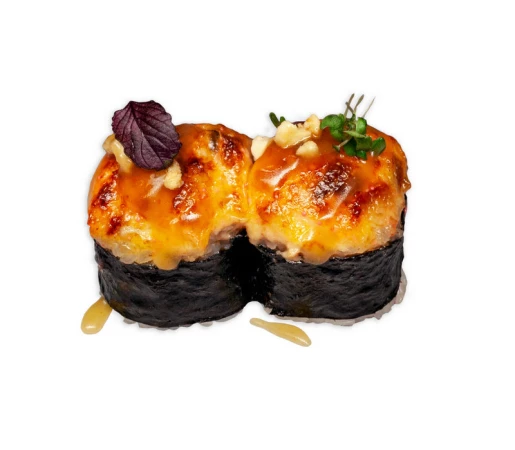 Роллы запечённые с угрём и карамельным мисо соусом
