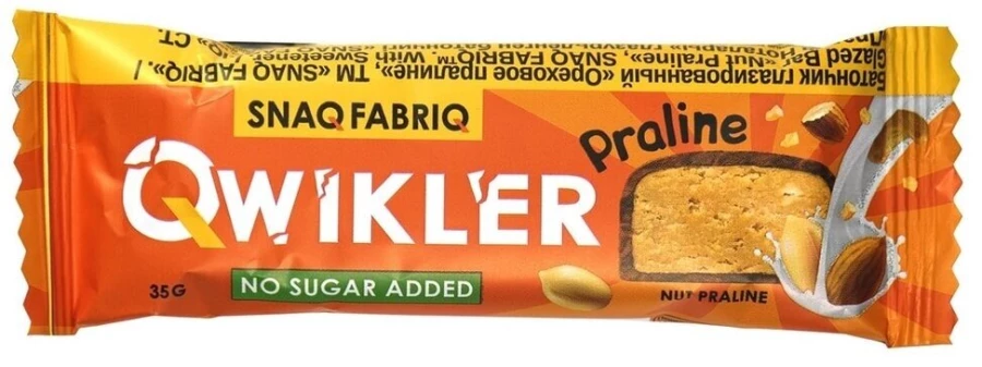 ТМ "SNAQFABRIQ" QWIKLER Батончик глаз. "Ореховое пралине" 35г.