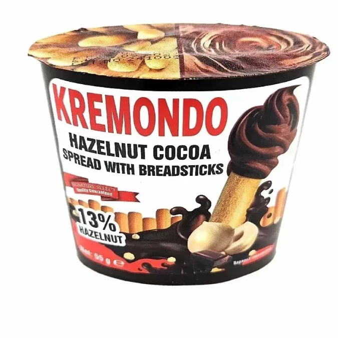 "Kremondo" Набор из пасты ореховой с какао и взрывной карам. и хл. п. 55г.