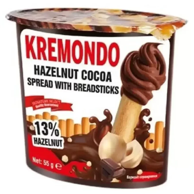 "Kremondo" Набор из пасты ореховой с какао и хлебных палочек  55 гр.