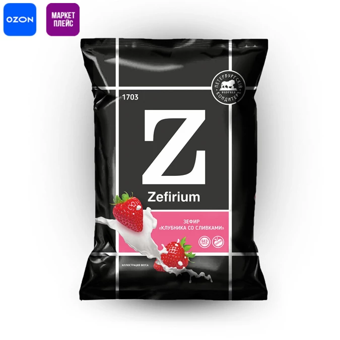 Зефир " Клубника со сливками" 300г.