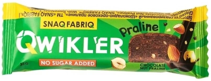 ТМ "SNAQFABRIQ" QWIKLER Батончик глаз. "Шок.-орех. пралине" 35г.