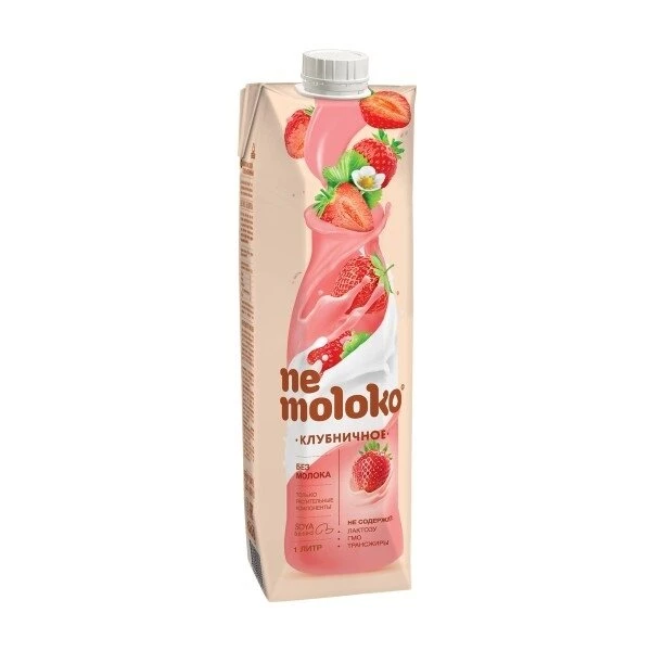 1л. Nemoloko КЛУБНИЧНЫЙ напиток на соевой основе