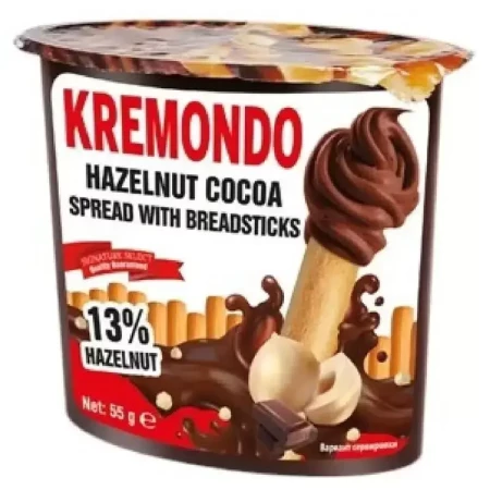 "Kremondo" Набор из пасты ореховой с какао и хлебных палочек 55 гр.