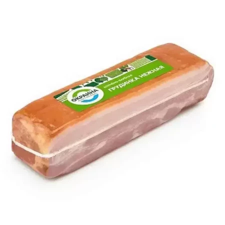 Грудинка нежная Окраина копчено-вареная в/у 420г/шт