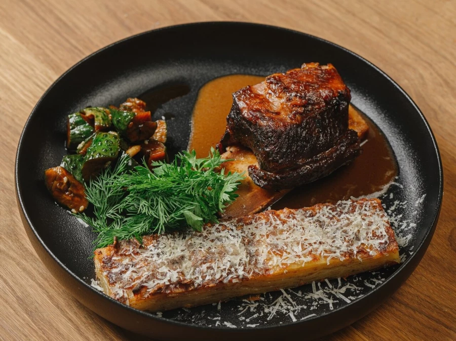 Бычье ребро с гратеном