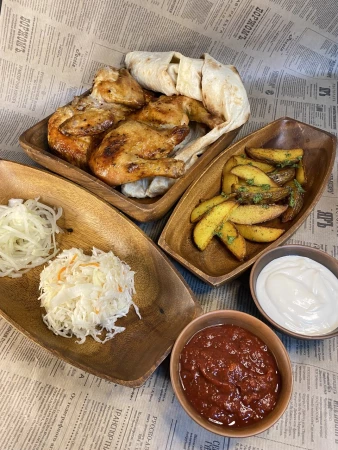 Курочка на углях с набором