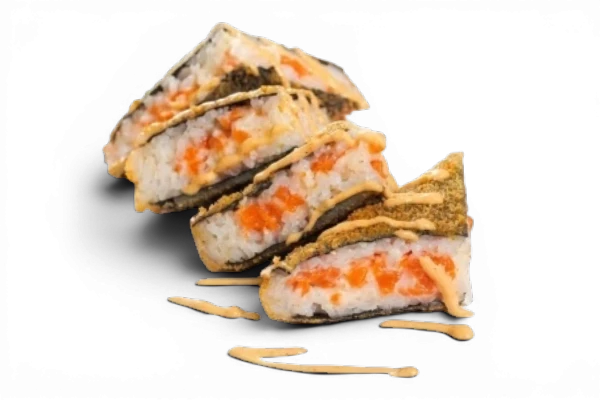 Сэндвич-ролл с лососем, крабом и спайси-соусом