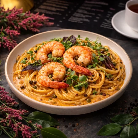 Паста с креветками Том Ям