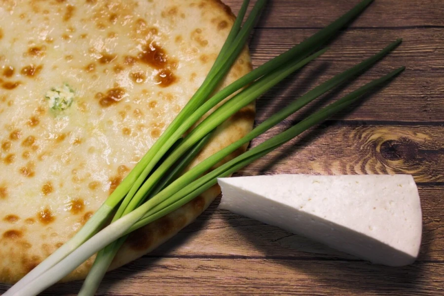 Осетинский пирог с сыром и зеленым луком