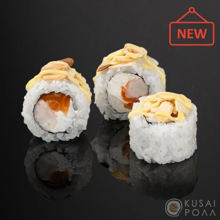 Лосось креветка и миндаль