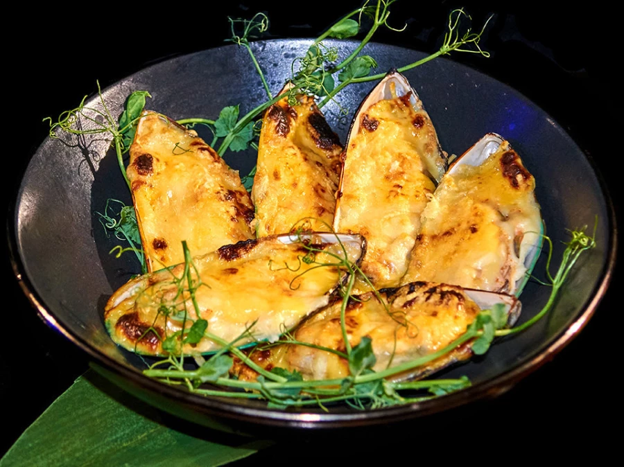 Мидии запечённые с креветкой