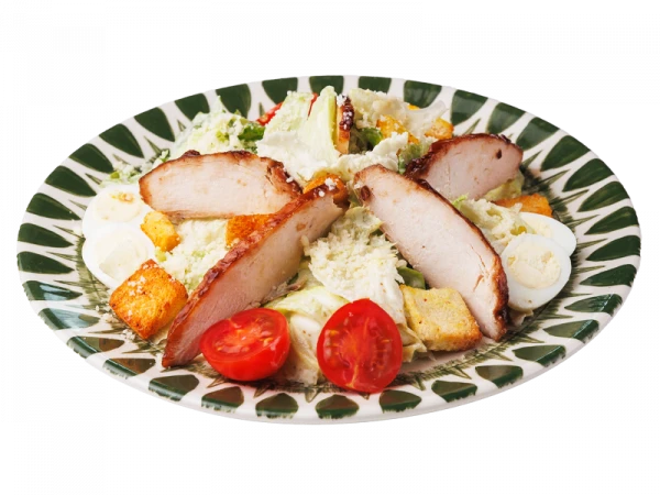 Авторский Цезарь с фермерским цыпленком и копченым сулугуни