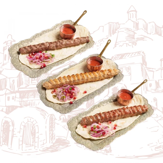 Комбо кебабов (дом.фаршем, куриный, баранина)