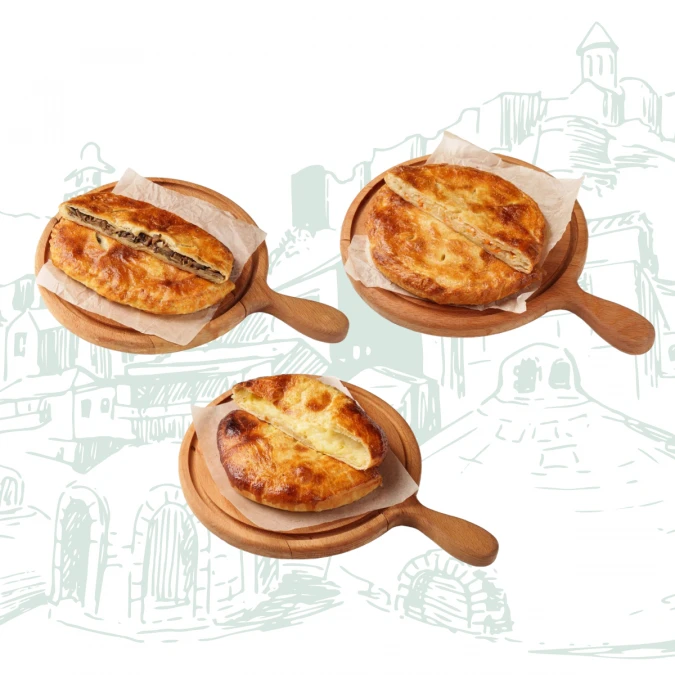 Комбо пирогов (с капустой, с шампиньонами, хабицгина)