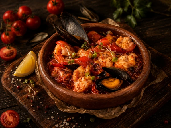 Семга с овощами в печи