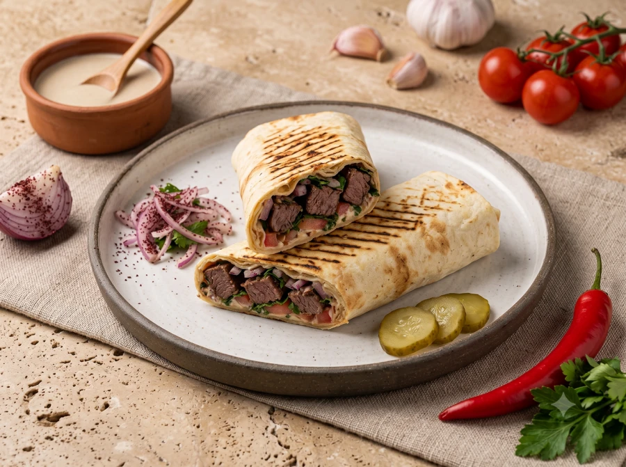 Шаурма в лаваше с говядиной