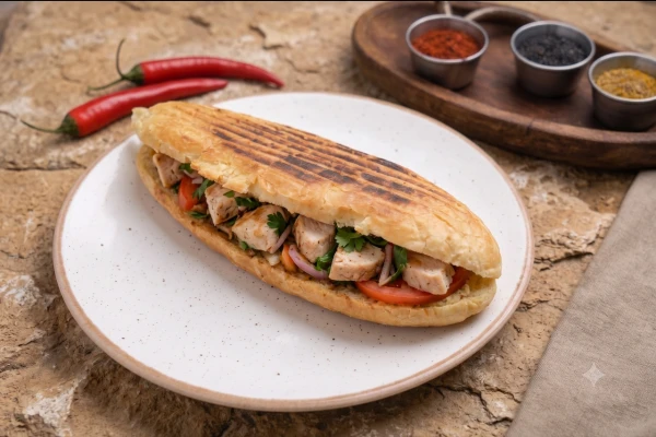 Шаурма в булочке с курицей