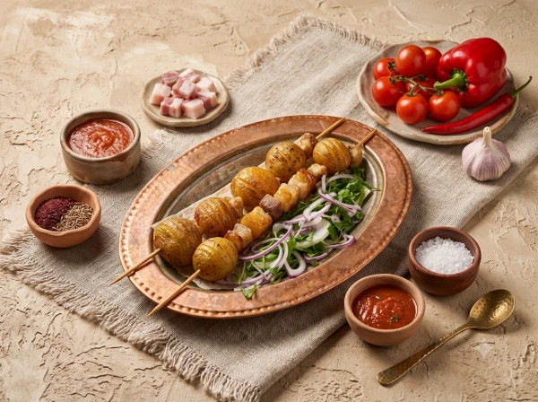 Шашлык картофель с курдюком
