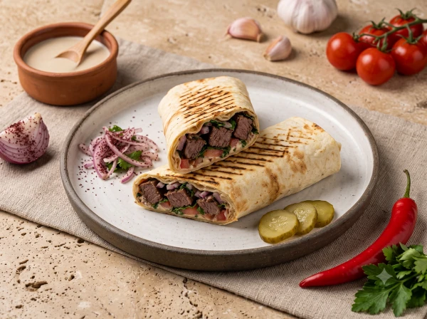 Шаурма в лаваше с говядиной