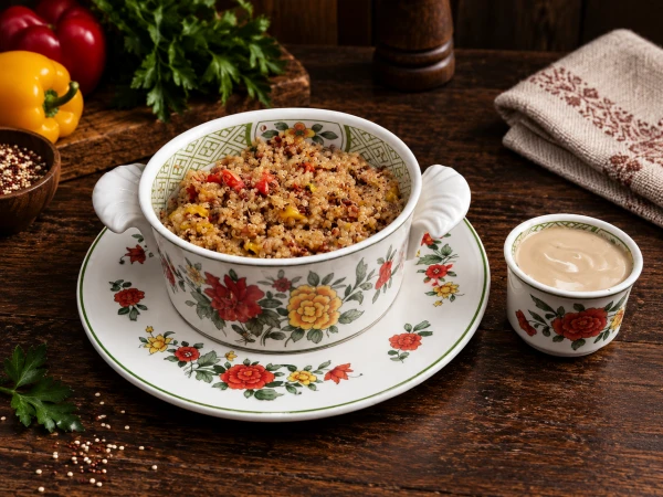 Киноа с овощами и сливочный соусом