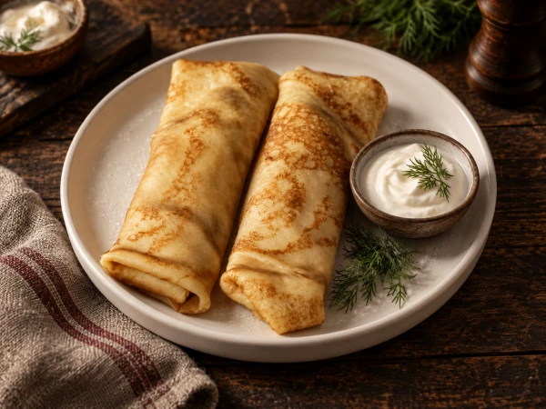 Блины с творогом и изюмом