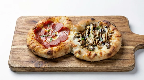 Дуэт пицца (грибы ,пепперони)