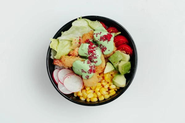 Боул с креветками васаби 