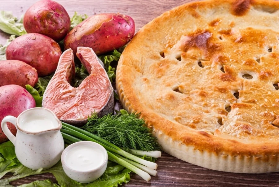 Пирог с рыбой и картофелем