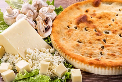 Пирог с сыром и грибами