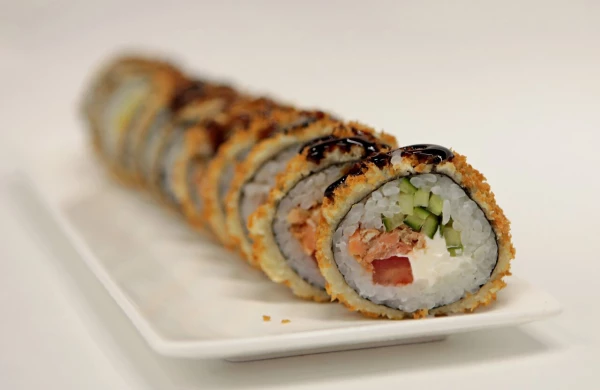 Жаренные с лососем терияки