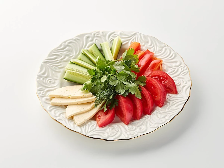 Ассорти из свежих овощей с брынзой 